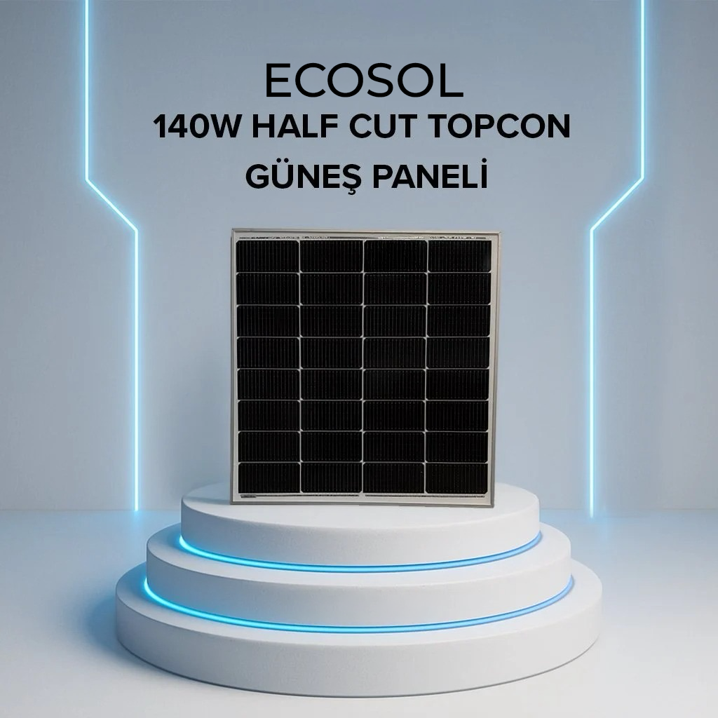 Ecosol 140W Half-Cut Topcon Monokristal Güneş Paneli